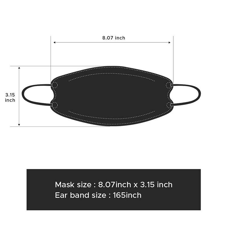FIXPIX [10 Pack] Black All Keeper KF94 Face Safety Masks 4-Layers Filter Protection with Natural Dehumidifier 50