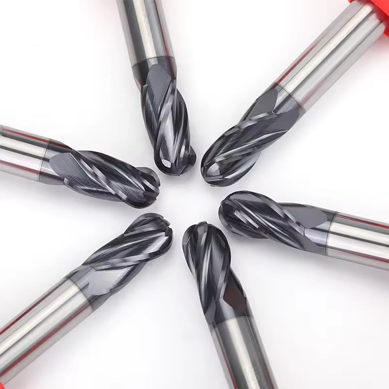 1/4" Extra Long Carbide Ball Nose End Mill for Alloy Steels/Hardened Steels, 4" Overall Length End Mill Bits, 4 Flute HRC 55 Deg AlTiN Coating, CNC Router Bits (1 Piece) 1/4" Extra Long