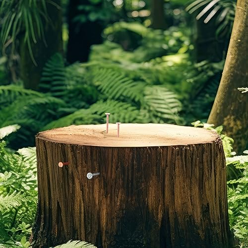 Gisafai 47 Pcs Copper Nails Tree Stump Killer Set, Include 40 Copper Nails for Killing Trees, Stumps and Roots 3.5 Inch Stump Removal Spikes with 4 Steel Nails 2 Drill Bit Nails and Storage Box