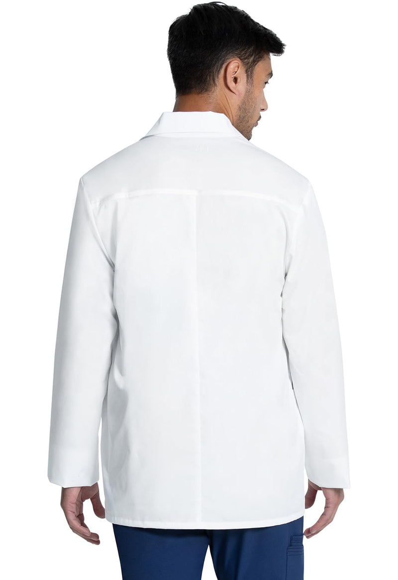 Cherokee Mens Lab Coat 30" Men's Consultation Coat Durable, Mechanical Stretch - CK401 Standard Size 30" Large White