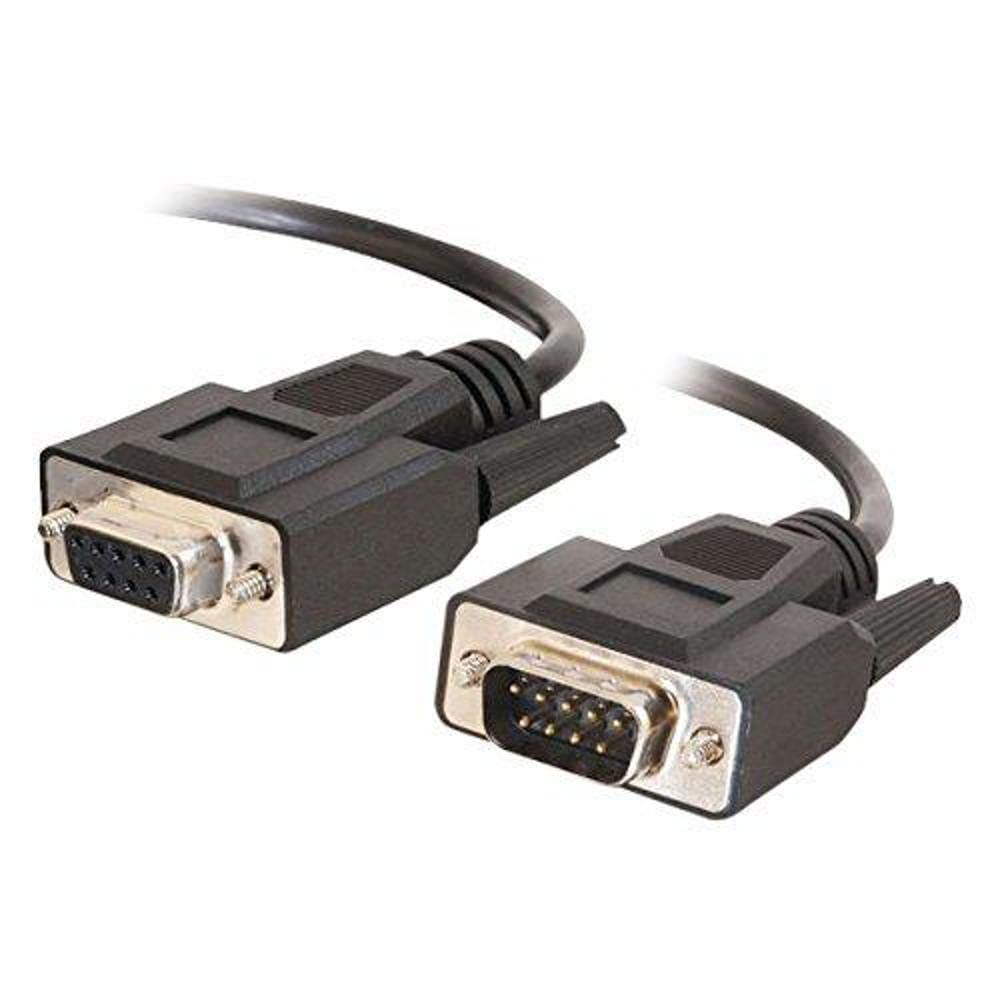 C2G Legrand DB9 Serial Cable Male to Female RS232 Extension Cable, Black Serial Modem Cable, 1 Foot Modem Cord or Serial Cord, 1 Count, C2G 25211