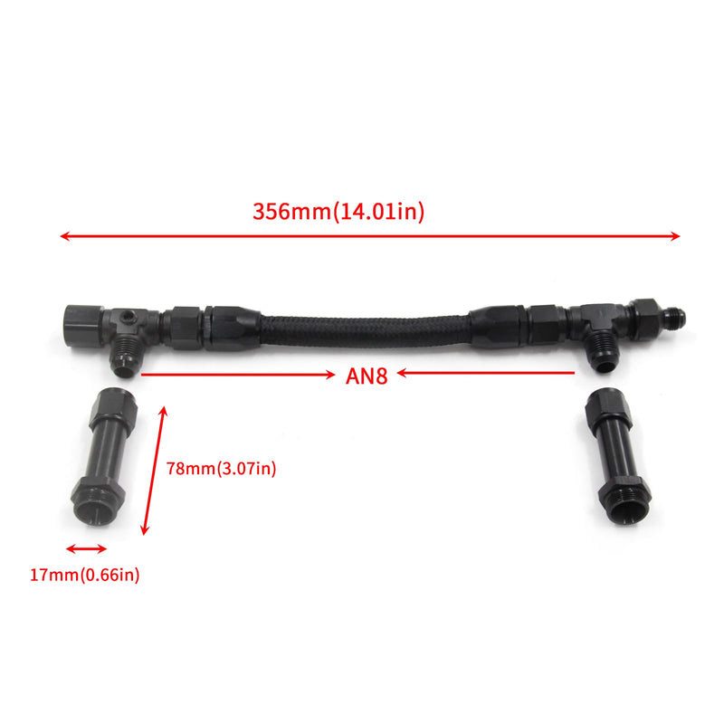 4150 Carburetor Fuel Line Kit 8AN Dual Feed Fuel Line to 7/8" Braided Dual Inlet Fuel Line Kit for Holley Black Without Gauge