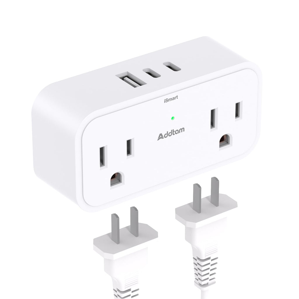 Surge Protector Outlet Extender, Multi Plug Outlet Splitter with 4 Electrical Outlets 3 USB Ports（2 USB C) 3 Sided Wall Plug Adapter for Home Office Travel Dorm Room Essentials