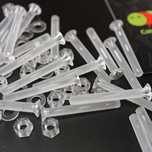 60 x Crosshead Countersunk Screw Nuts and Bolts, Transparent Clear Plastic Acrylic, M5 x 40mm - Acrylic Plastic Screws, Ideal Conversion 13/64" x 1-37/64