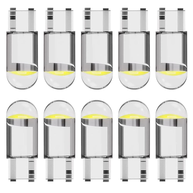 194 LED Light Bulb White 6000K Pack of 10, 168 2825 W5W T10 Wedge COB LED Replacement Bulbs Error Free for Car Dome Map Door Courtesy License Plate Lights