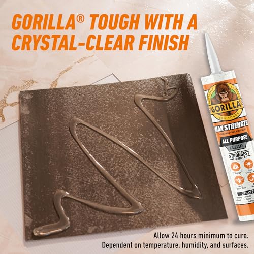 Gorilla Max Strength Construction Adhesive, Clear, 9 oz Cartridge 1 Pack