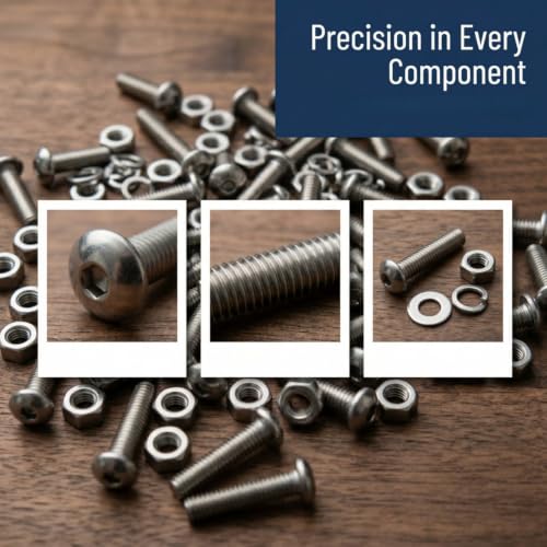 177Pcs M6 Bolts Kit 9 Sizes (8mm–40mm) 304 Stainless Steel M6 Socket Head Cap Screws with Nuts Flat Washers & Lock Washers for Furniture Bed Frame and Bolts Replacement