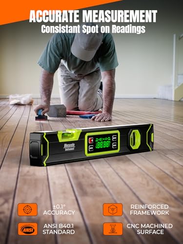Mecurate 16-Inch Magnetic Digital Level, Electronic Angle Finder, ±0.1° 16-Inch Digital Level