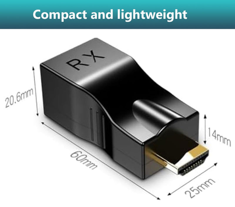 4K HDMI to RJ45 Extender, HDMI Extender Over Ethernet Cat 6/7/ 8 Cable, Hdmi Repeater to RJ45 Network Converter for HDTV STB DVD PS4, Support Audio Video 1080P UP to 98FT/30m