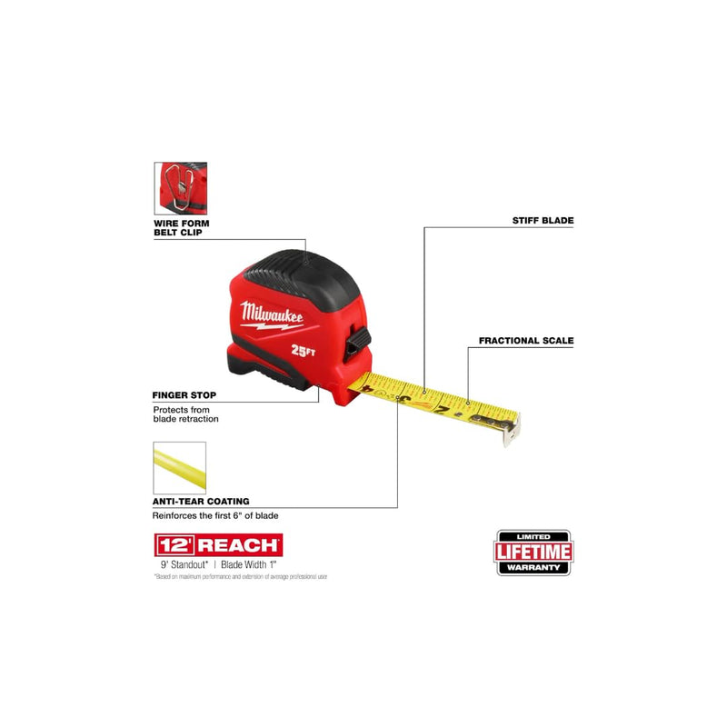 Milwaukee 48-22-1725 25 ft. Compact Tape Measure