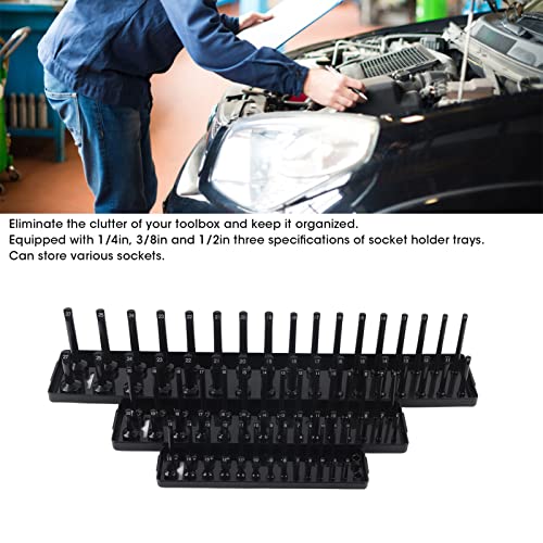 3PCS Socket Set for /4in 3/8in /2in Sockets Multifunctional Tool Tray with Deep & Standard Socket Holders Compatible with Most Toolboxes