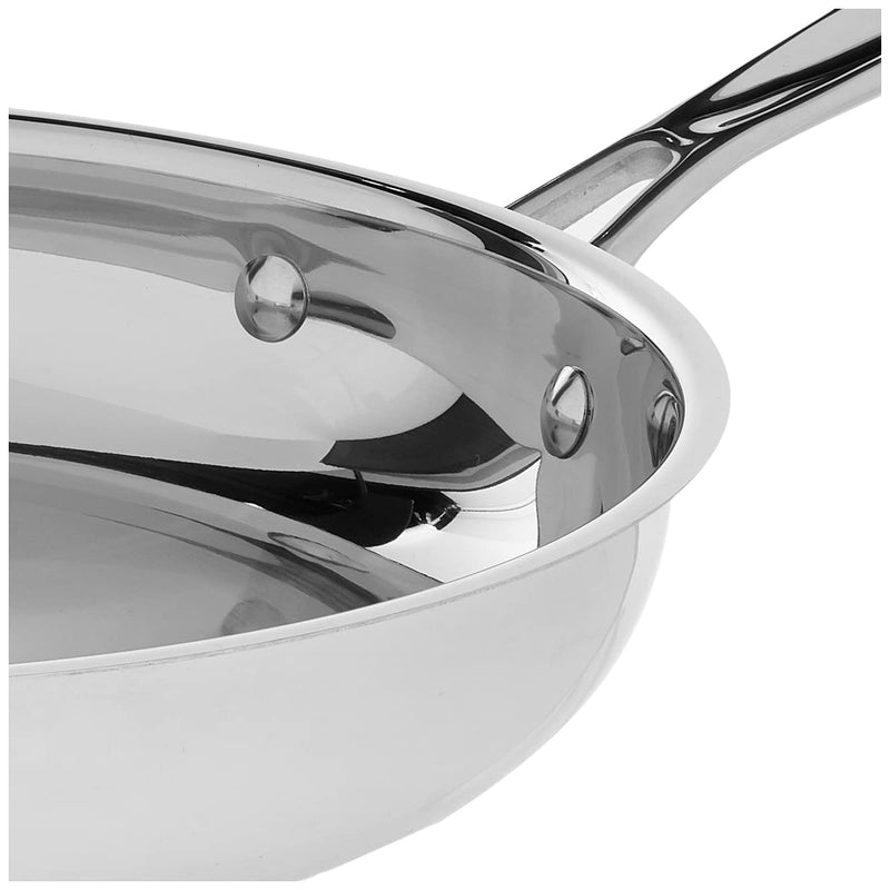 Cuisinart 10-Inch Open Skillet, Stainless Steel Skillet Large Kitchen Pan, Dishwasher Safe, Compatible with Induction, Electric, Gas Cooktops, Oven Safe Saucepan, Cool Grip Handles Chef's Classic Stainless