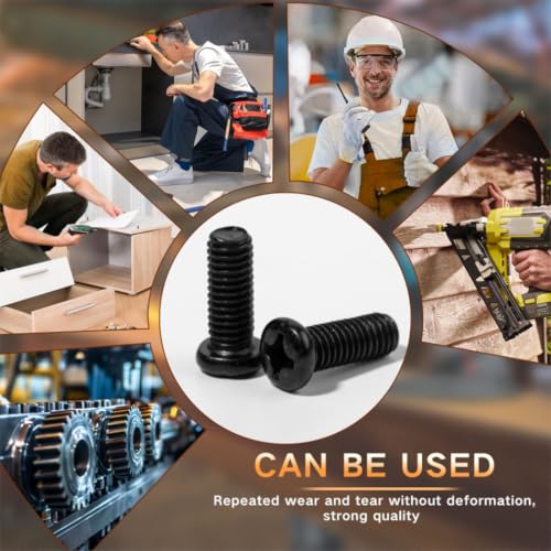 VAPKER 1200Pcs Round Pan Head Mini Machine Screws M1 M1.2 M1.4 M1.6 M1.7 M2 M2.5 Metric Phillips Drive Black Oxide Carbon Steel Micro Screw for Laptop Eyeglass Watch Repair