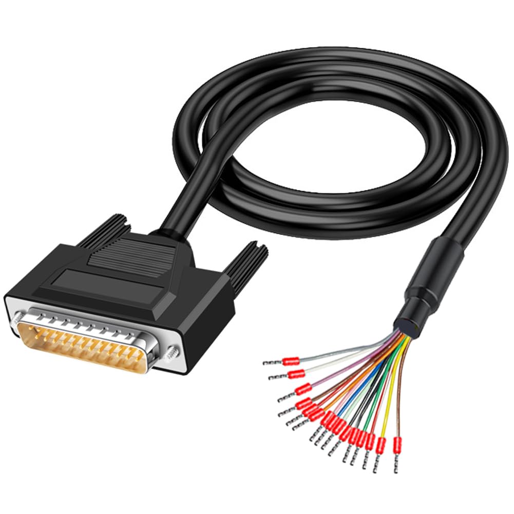 Willwewon 10Ft 3m 26AWG DB25 Male RS232 25 Pin Serial Extension Cable, RS232 D-SUB DB25 Serial to 25 Bare Wire Breakout Board Connector