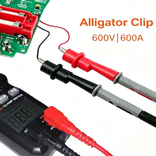 Clamp Mete, 6000 Counts, Auto Ranging, Measures High AC/DC Current 600A, 600V AC/DC Voltage, Multimeter, Voltage Meter, Amp Meter, Electrician Tools, with Alligator Clips, Backlit Display