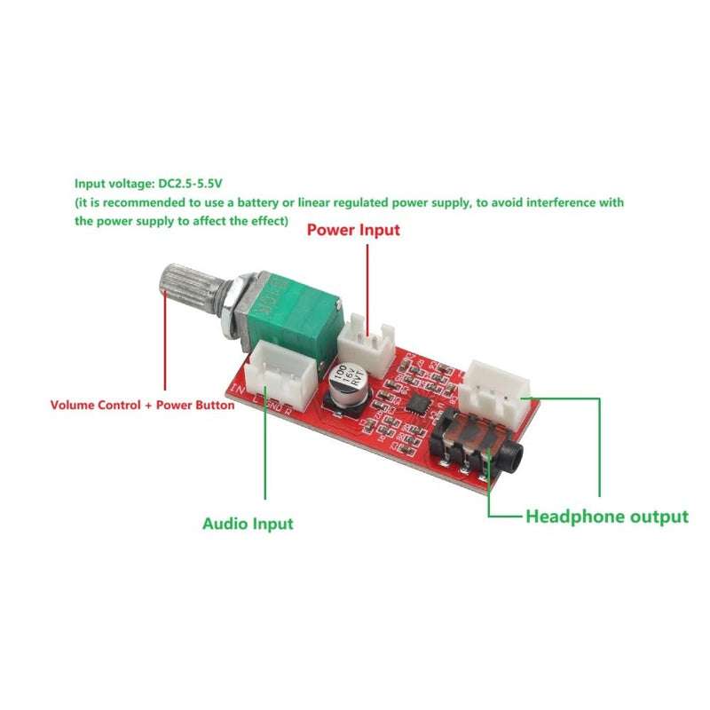 MAX97220 Headphone Amplifier Board, Preamplifier Module with Volume Control, 3.5mm Audio Output, 5V Powered for Headphone Amplifier