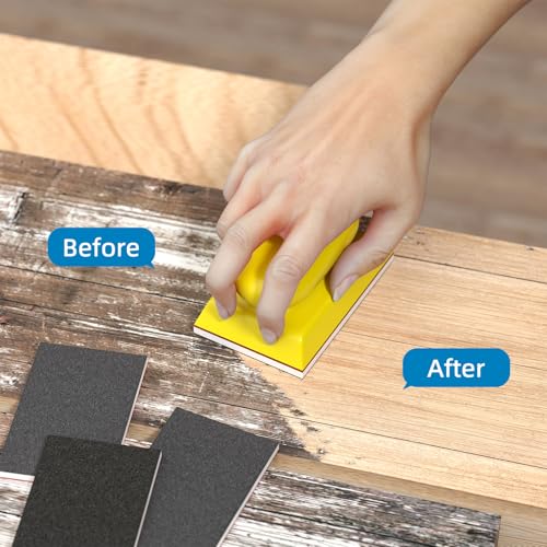 BURMONG 25PCS Sanding Sponge Set with Hand Sanding Block, 3×4 Inch Wet & Dry Foam Sanding Blocks, 120 Grit, Reusable for Wood, Furniture, Metal & Drywall 120 Grit Set