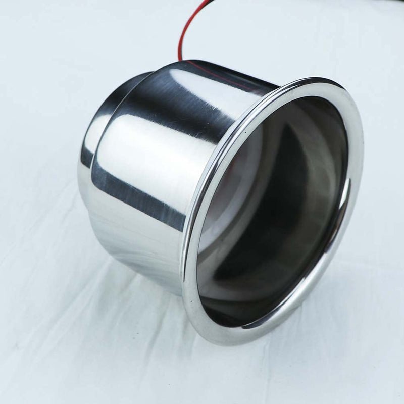Blue LED Boat Cup Drink Holder,Stainless Steel Polished Cup Holder for Boat,12V,Water Proof for Marine Boat Rv Camper (4pcs)