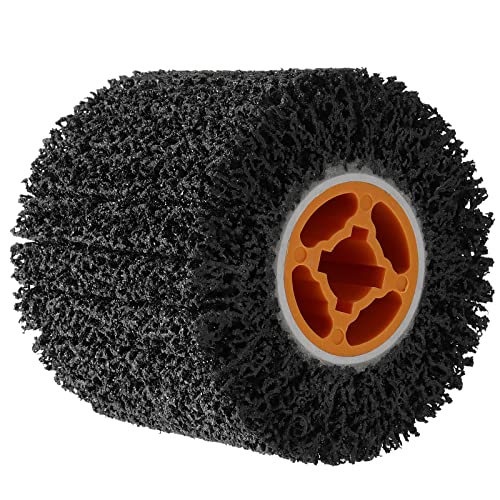 JOIKIT 4.5 x 4 Inch 40 Grit Abrasive Drawing Wheel, 3/4 Inch Wire Polishing Burnishing Wheel Roller Abrasive Drum Paint Rust Remover Conditioning Tool for Wood Metal Paint Surface Hand held Polishing