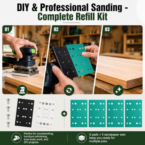 5 Pack 489252 Sanding Pad for Festool RTS 400 with Sandpaper