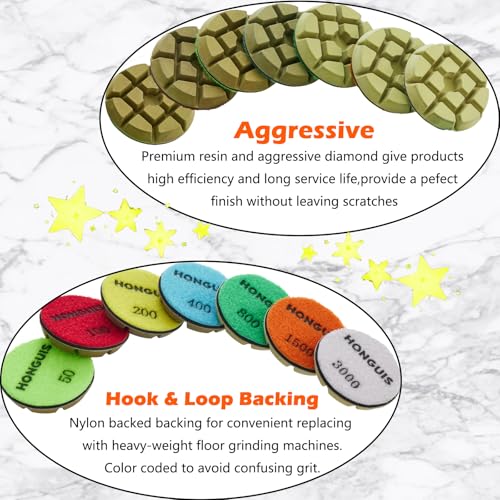 3" x 10mm Diamond Polishing Pads, 1500 Grit, 3-Pack Resin Bond