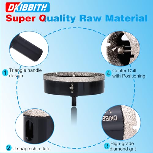 5" Diamond Hole-Saw Bits with Pilot Drill Bit 5 in Diamond Tipped Tile Hole Saws with Guiding Bit for Accurate Drilling, for Porcelain Tile Ceramic Pottery Granite Stone Glass Bottles 125mm (125mm)5"