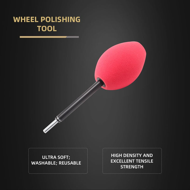 SPTA Wheel Rims Polisher, Polishing Ball, Polishing Cone, Metal Wheel Polishing Tool, Ball Buster Wheel and Rim Polisher System Attaches to Standard Household Drill Red Oval Polishing Ball