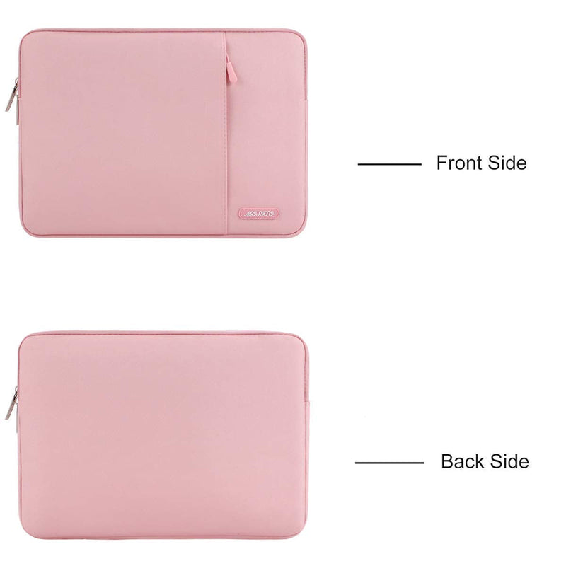 MOSISO Laptop Sleeve Bag Compatible with MacBook Air 13 M3 A3113 M2 A2681 M1 A2337 A2179 A1932/Pro 13 M2 M1 A2338 A2251 A2289 A2159 A1989 A1706 A1708,Polyester Vertical Case with Pocket, Pink 13 inch