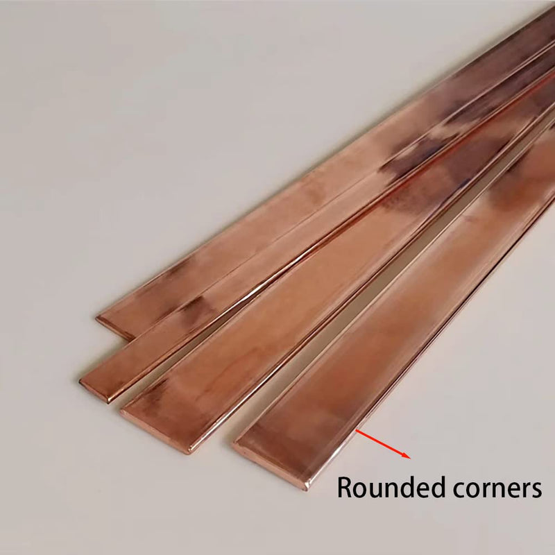 4PCS C110 Copper Flat Bar,1/8" Thickness x 0.6" Width x 15.7" Length Copper Flat Bar Stock, 3mm x 15mm x 400mm Suitable for DIY Battery Connection, etc. Width :15mm Thickness :3mm