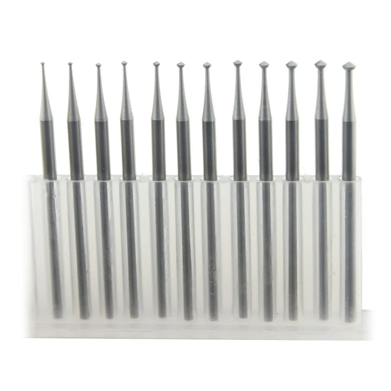 12 Pcs 90º Hart Burr - 3 32'' Shank 90 Degree Heart Burs Jewelry Engarving Bits Lapidary Burr Set (007-023)