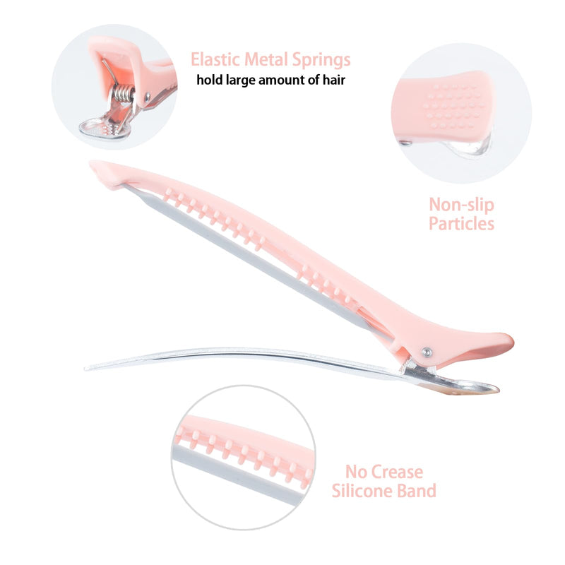 6pcs Hair Clips for Styling Sectioning, Anti-Slip No-Crease Duck Billed Hair Clips with Silicone Band, Colorful Hair Roller Clips, Salon and Self Hair Cutting Clips for Hairdresser, Women, Men