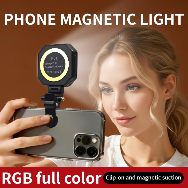 60 LED Portable Selfie Light Video Conference Lighting with Clip & Camera Tripod Adapter Rechargeable 800mAh CRI 97+, 3 Light Modes for Phone iPhone Webcam Laptop Photo Makeup