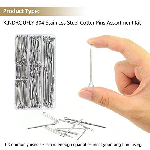 360 Pieces 6 Sizes Cotter Pins Assortment Kit, 304 Stainless Steel 360