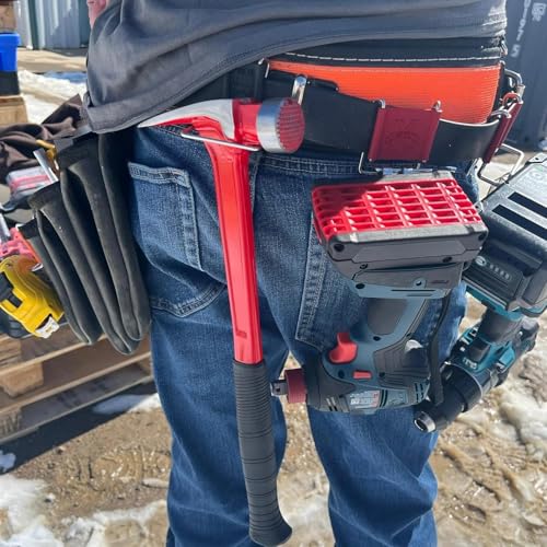 YM Carpenter MK4 Y-Clip Toolbelt Attachment - Add-On Storage Clips for Tool Belts, Holds Tape Measure, Hammer, Impact Driver, Nail Gun – Durable Universal Fit Red