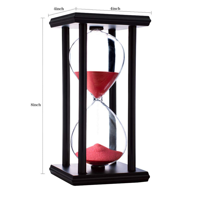 Hourglass Timer with Red Sand, 60 Minute Wooden Frame Sand Timer, Creative Handcraft Decoration 60 min