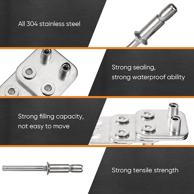 ALLCLEAN 1/4" x 5/8" Industrial-Grade Internal Lock Dome Head Structural Rivets Pop Rivets – Robust Connections Designed for Heavy-Duty Projects - 30 Pack (1/4"×5/8") 1/4"×5/8"