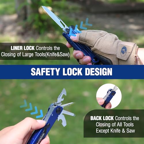 WORKPRO 24-in-1 Mutitool, Pocket Knife, Screwdrivers, EDC Self-locking Blue