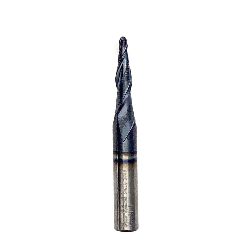 Foos - Tapered Angle Ball Tip Set - 1/4 Shank -Solid Carbide - TiAIN Coated Router Bits (6 Piece Set 2.0mm - .25mm) 6 Piece Set 2.0mm - .25mm