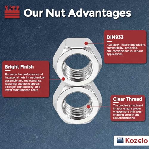 300pcs[M6-1] Hex Metric Nuts 304 Stainless Steel Silver M6-1 300