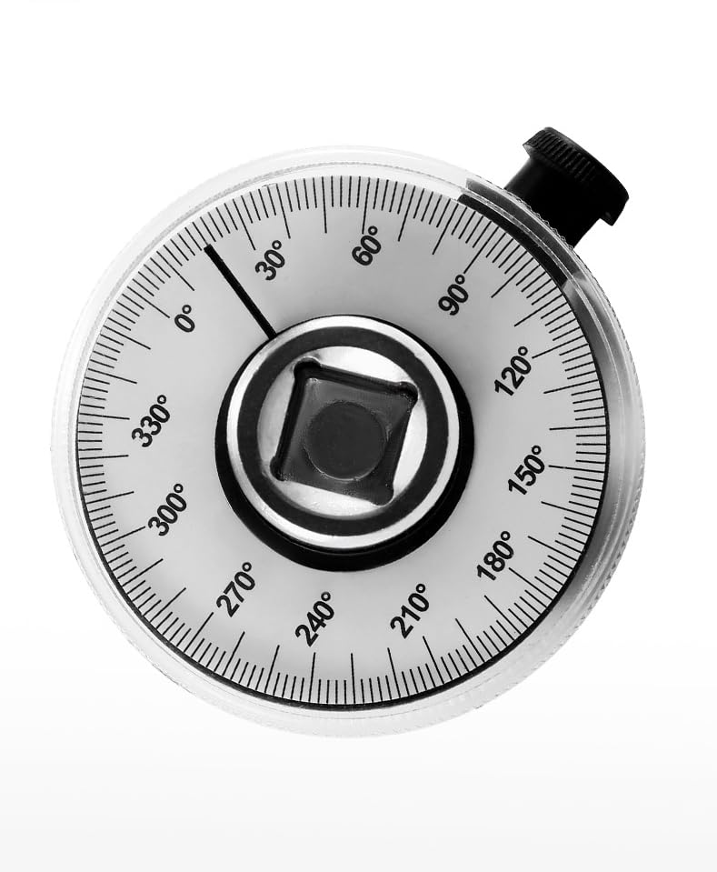 1/2 Inch Torque Wrench Angle Gauge Tool, 360° Adjustable 1/2" Drive Torque meter Wrench Set, Professional Measure Tool