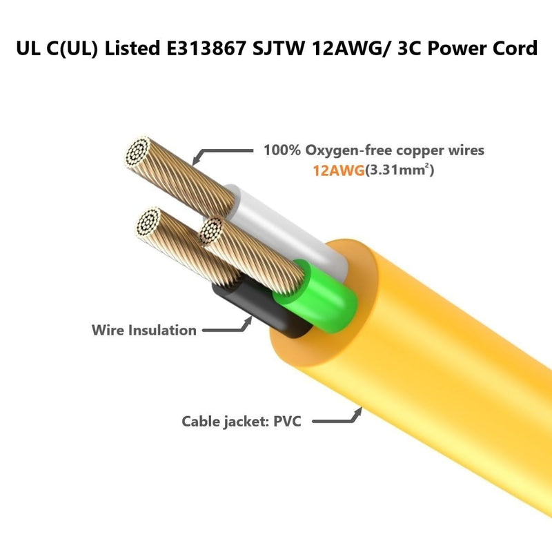 10-Ft 12AWG 90-Degree 15 Amp Household Plug to 20-Amp Extension-Cable,Nema 5-15P to 5-20R,5-15P to 6-15R/20R T Blade 20Amp to 15Amp Right-Angle Heavy Duty Extension-Cord,125V 15A to 20A AC Power Cord