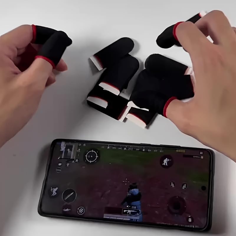 Carbon Fiber Gaming Finger Sleeves 20 Pcs, Anti-Sweat Touch Screen Gloves (red) | Breathable carbon fiber material prevents sweat and mistouches, high sensitivity for all touchscreens red