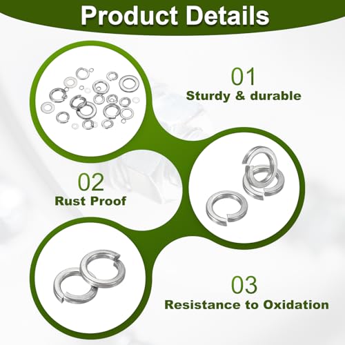 PATIKIL 100pcs M8 Flat Washers, 100pcs M8 Lock Washers 304 Stainless Steel Split Lock Washer for Screws Bolts Nuts, Silver Tone