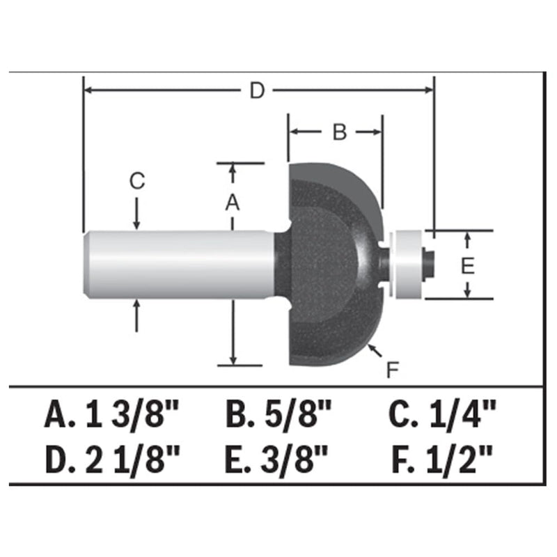 Bosch 85207MC 1/2 in. x 5/8 in. Carbide-Tipped Cove Router Bit