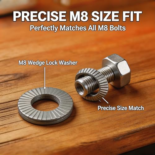 M8 Wedge Lock Washers, 20pcs Anti-Loose Shakeproof Washers for Bolts,Automotive,Precise Fit,Direct Installation. 20