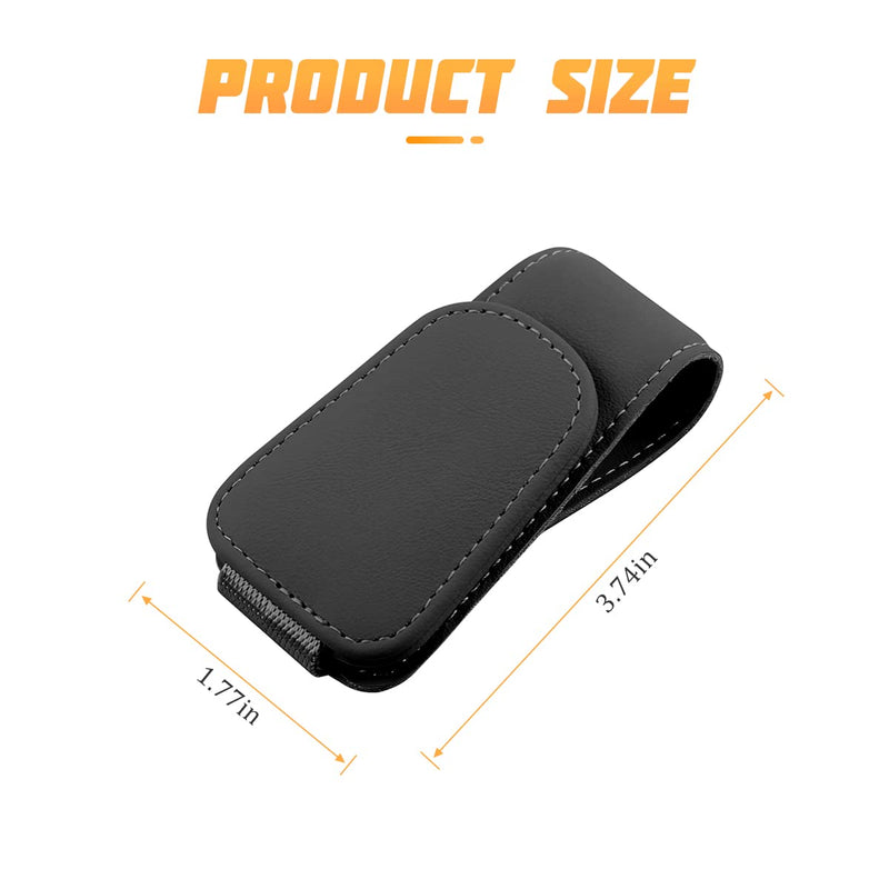 AICEL Sunglasses Holders for Car Sun Visor, Leather Eyeglasses Hanger Mounter, Magnetic Glasses Holder and Ticket Card Clip, Auto Interior Accessories Universal for SUV Pickup Truck Black/Leather