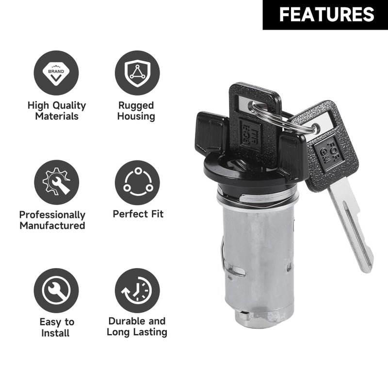 Ignition Starter Switch Lock Cylinder with Keys for Chevy C1500 C2500 C3500 1991-1994 for GMC Suburban C1500 C2500 1992-1994 | Durable Metal Materials | Replaces 12300443