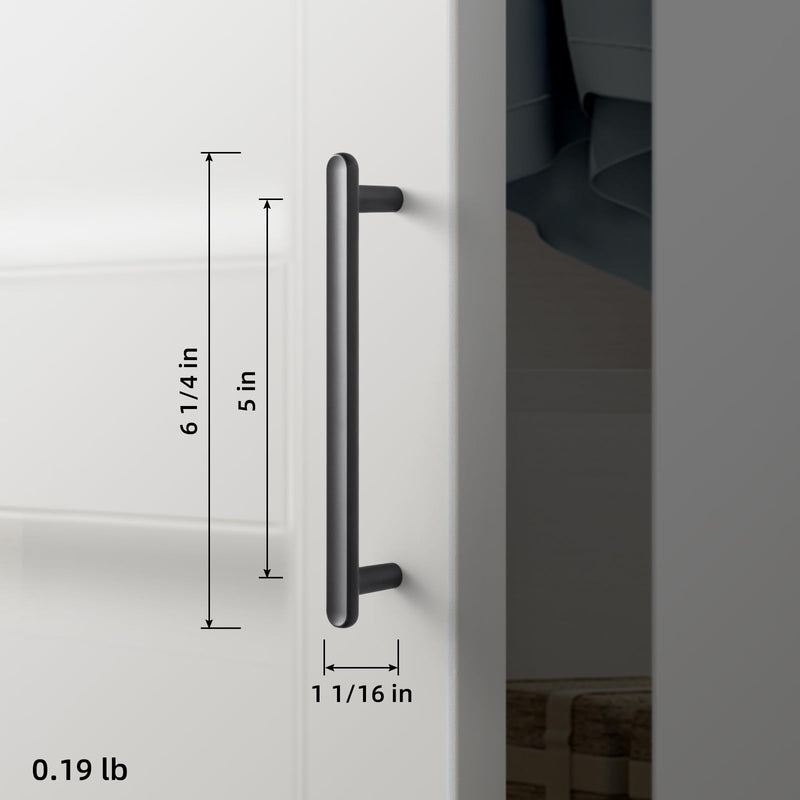 Goo-Ki 6 Pack 5" Classic Curvature Matte Black Cabinet Handles - Timeless Appeal Meets Modern Functionality for Kitchen Drawer Improvement 5" Center to Center