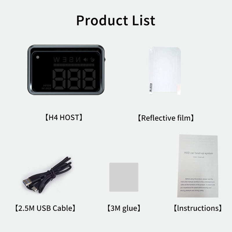 Heads Up Display for Cars, Car HUD H4, GPS Speedometer, First Colorful, Large Font Digital Speedometer GPS with Speed, Compass, Automatic Sensing, Speeding Alarm, Suitable for All Cars.