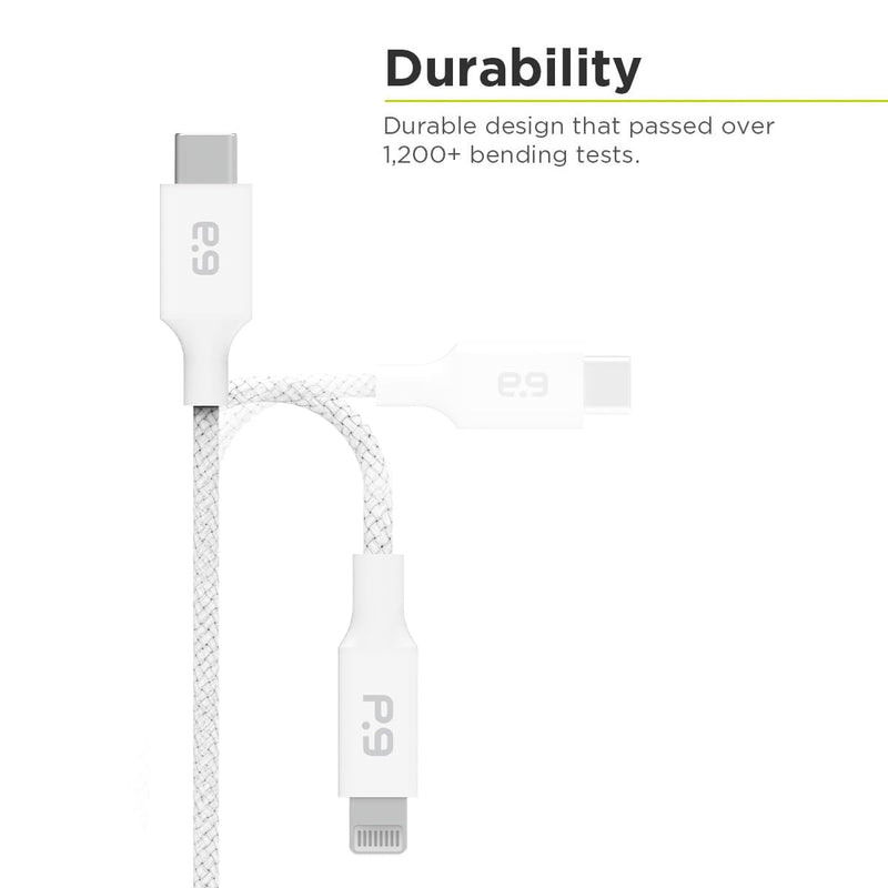 PureGear Braided USB-C to USB-C Cable (10ft) Power Delivery Charger Cord for iPhone 16,16Plus,16ProMax, 15, MacBook, iPad Pro 2020, Galaxy S24/S23/S22/S21 Ultra, Pixel9/8/7/6/5, & USB-C Devices(White) 10 FT White